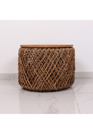 Abaka Sehpa Teak Üst Tablalı 60 X45 Cm Kahverengi