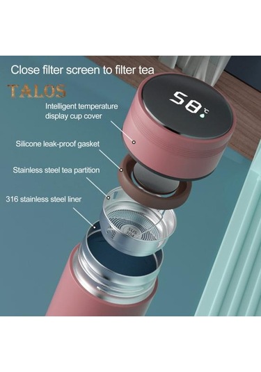 Mor 1 Takım Yalıtımlı Şişe Büyük Kapasiteli Vakum Yalıtım Taşıması Kolay Kullanışlı Ofis Çay Yapımı Akıllı Termos Bardak Aksesuarları