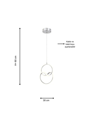 Venüs Krom Ledli Salon Mutfak Oda Oturma Odası Hol Ledli Avize Sb-ld-624 Krom