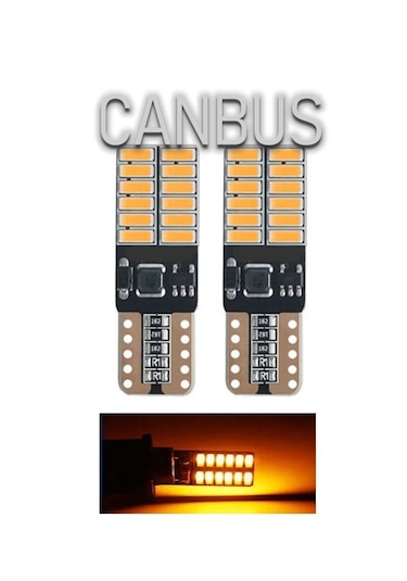 2 Adet T10 LED Park Plaka Tavan Ampulü 24 Ledli Turuncu Sadece 24 Volt Araçlar