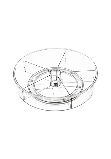 Maiyame Pet Cam Gibi Saydam 5 Bölmeli 360 Döner Depolama Kutusu, Mutfak Baharat Organizasyonu, Çeşitli Amaçlı Raf 29.3x7cm Şeffaf