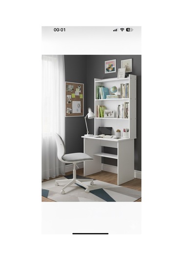 Kitaplıklı Çalişma Masası Beyaz