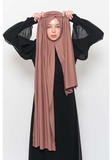 Hazır Pratik Geçmeli Lüks Düz Penye Şal Çapraz Hizalı Toprak