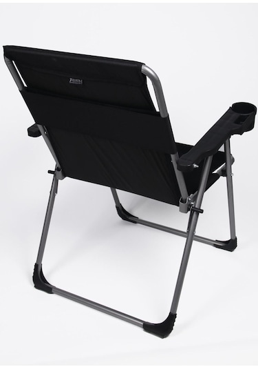 Alin Metal 140 Kg Taşima Kapasiteli Lüks Bardaklıklı Kamp & Piknik Sandalyesi Siyah