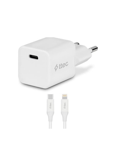 Ttec Smartcharger 20w Pd Seyahat Hızlı Şarj Aleti + Usb-c - Lightning 150 Cm Kablo Beyaz Beyaz