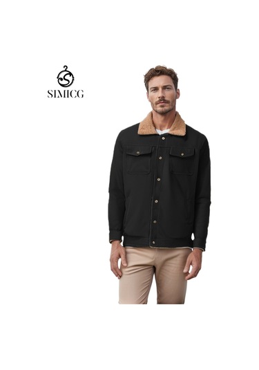 Polar Astarlı Pamuklu Günlük Erkek İş Ceketi Siyah