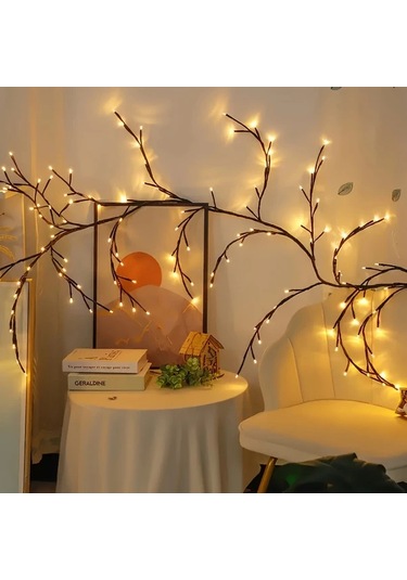 Honeybeeshop 8 Modlu 1 Adet Eğri Led Duvar Lambası Çalı Işığı Usb Güçlü Rattan Gece Işığı Düğün Oturma Odası Dekoru