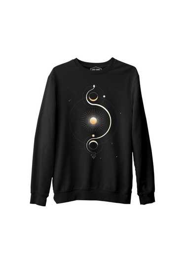 Güneş Yörünge Siyah Erkek Kalın Sweatshirt