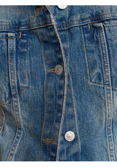 Dilvin Comfort Likra Kısa Kot Mont Mavi