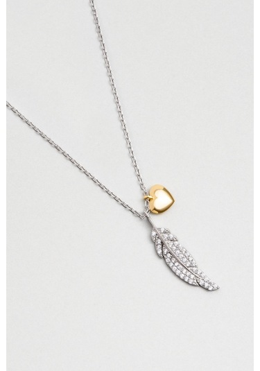 So Chic Mistik Tüy 18 Ayar Beyaz Altın Kaplama 45 Cm Gümüş Kolye Rodyum