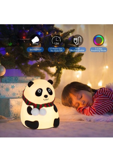 Panda Gece Lambası Dokunmatik Sensörlü Renkli Çocuklar İçin Gece Işıkları Masa Lambası Çok Renkli