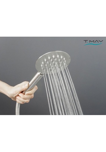 T-may Sardes Mat İnox Lüks Mafsallı Duş Seti Üst Takımı Krom