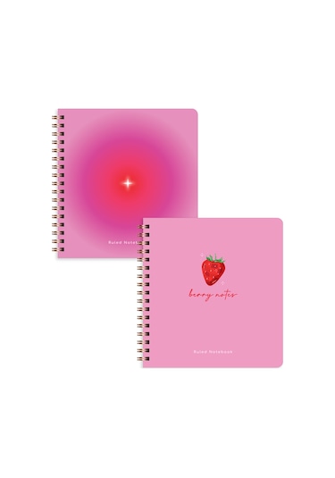 15x16 Spiralli Karton Kapak 2'li Çizgili Not Defter Seti - Aura Çok Renkli