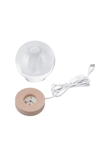 Szypzstore 3d Astronot Kristal Top Gece Lambası, Led Ahşap Tabanlı Lazer Oymalı Şeffaf Cam Top, Doğum Günü Hediyeleri Için Çok Renkli Dekoratif Sevimli Astronot Lambası, Çocuklar, Ev Pıp2fk Siyah