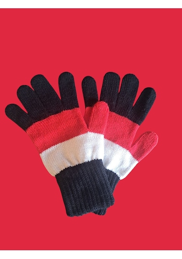 Garson Beden Erkek Çocuk Eldiven Siyah Kırmızı 8-12 Yaş Siyah - Kırmızı