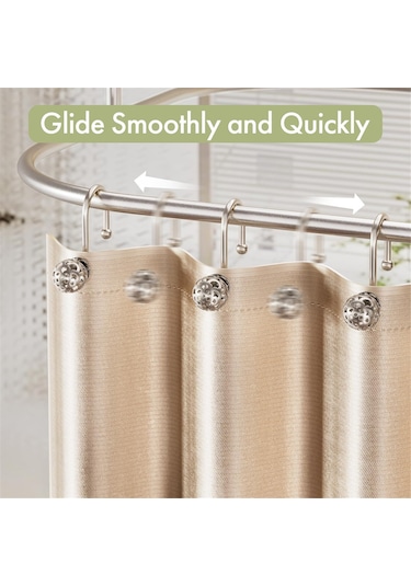 12 Adet Duş Perdesi Kancaları, Metal Dekoratif Duş Perdesi Kancaları Paslanmaz, Duş Perdesi Astarı İçin Nikel Duş Kancaları Gümüş
