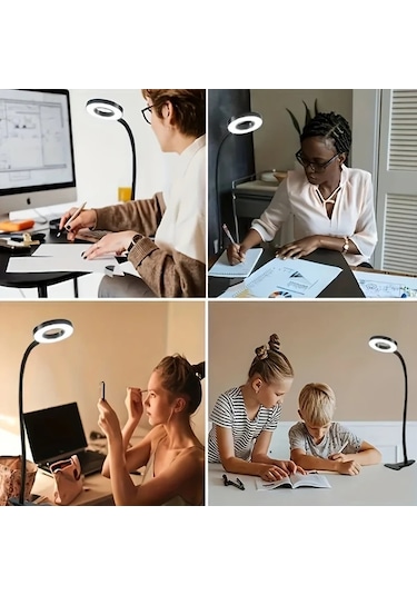 Boatshop1 Beyaz Usb Sarj Edilebilir 360 Derece Donen Led Masa Lambasi Goz Koruma Okuma Ofis Bitki Buyutmek Icin Beyaz