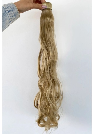 Caş Dekorasyon Küllü Sarı Çıtçıtlı Dalgalı At Kuyruğu Saç 16 Sarı