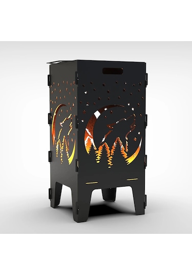 Gece Ve Kurt Desenli Dekoratif Mangal, Portatif Ateş Çukuru