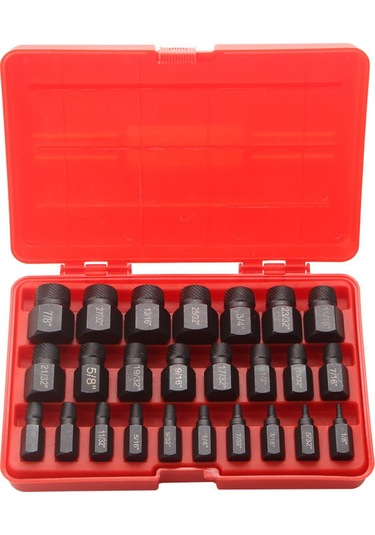 Aubyhe 25 Parça İngiliz Standardı Kırık Vida Çıkarıcı Seti - Kaygan, Hasarlı Cıvata Ve Somunları Çıkarma Aleti 10 Parça Boşluklu Çıkarıcı Dahil