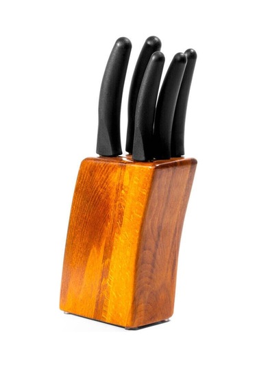 Pirge Deluxe Bloklu Bıçak Seti 5'li Kahverengi