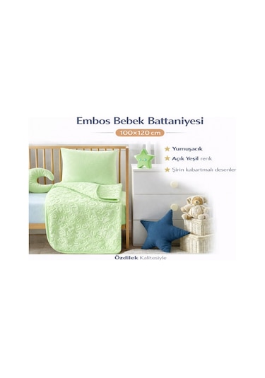 Özdilek Embos Bebek Battaniyesi 100x120 -yeşil Yeşil