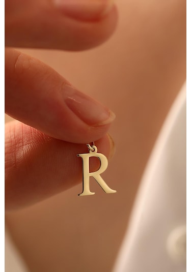 14 Ayar Altın R Harfi Plaka Kolye Ucu