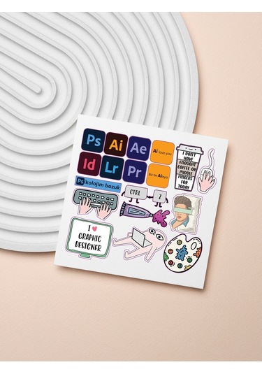 Groovy Tasarım Stickers Çıkartma Pytkstk119 Çok Renkli