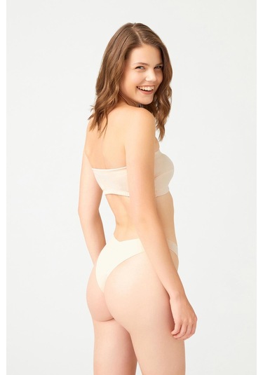 Ten Straplez Crop Top Büstiyer Ten Rengi