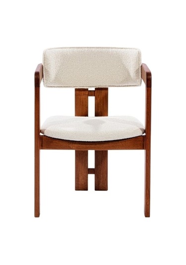 Narvik İskandinav Still T Model Ahşap Sandalye Ceviz - Beyaz