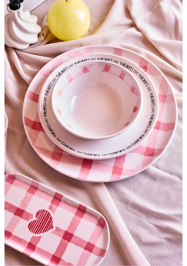 Hearts 8 Parça 2 Kişilik Yemek Takımı Cokrenklı Desenli