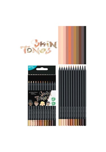 Eskiz Defteri A5 120 Gr 50 Yp Black Edition Boya Kalemi 12 Renk Cepli Siyah Kalemlik 24 Bölmeli Set