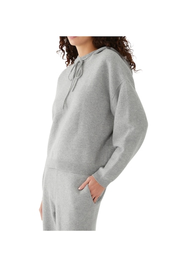 Loulou Studio Lüks Kaşmir Örgü Kapüşonlu Sweatshirt - Gri