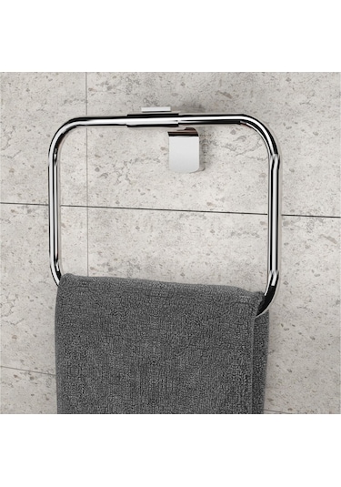 Ahlez Premium Ikili Bornoz Askılık Yuvarlak Havluluk Banyo Seti Krom