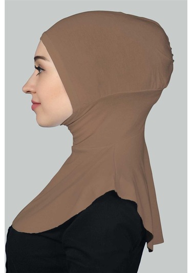 Kadın Tesettür Pratik Boyunluklu Hijab - Sporcu Bone Toprak