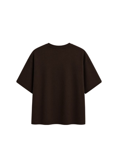 Mixray 2101 Kadın Bisiklet Yaka Soft Oversize Basic Modal T-shirt Kahve Kahverengi