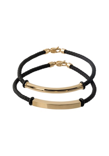 14 Ayar Altın Plakalı Siyah Kauçuk Erkek Bileklik Sarı Altın