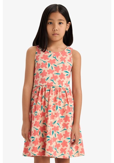 DeFacto Kız Çocuk Bisiklet Yaka Çiçek Desenli Kolsuz Yazlık Elbise B4338A825SMOG577