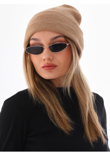 Unisex Kışlık Camel Katlamalı Bere Camel