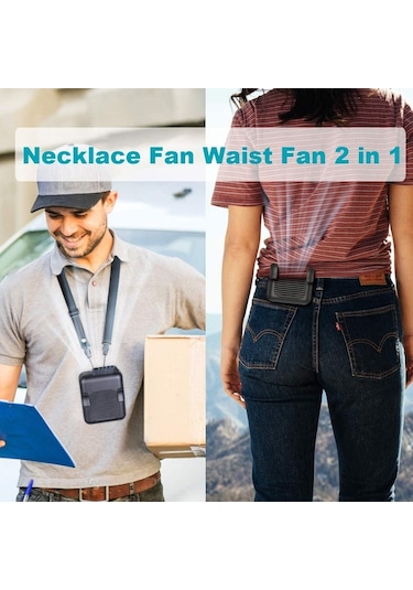 Soulader Kolye Şeklinde Taşınabilir Kişisel Fan, 6000mah Bataryalı Uzun Ömürlü Bel Klipsli Mini Fan, 23 Saat Kesintisiz Serinlik