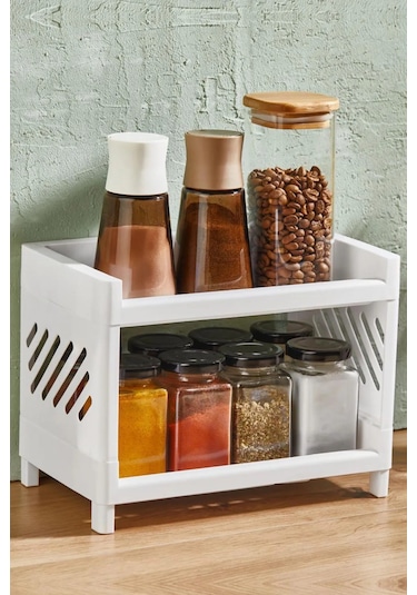 Rotanev İki Katlı Banyo Mutfak Dolap İçi Düzenleyici Organizer Raf Çok Kullanışlı Raf Ünitesi