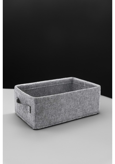 Yunusoğlu Home Dolap İçi Çamaşır Oyuncak Düzenleyici Keçe Saklama Kutusu Sepet Organizer 38x25x13 Cm Gri