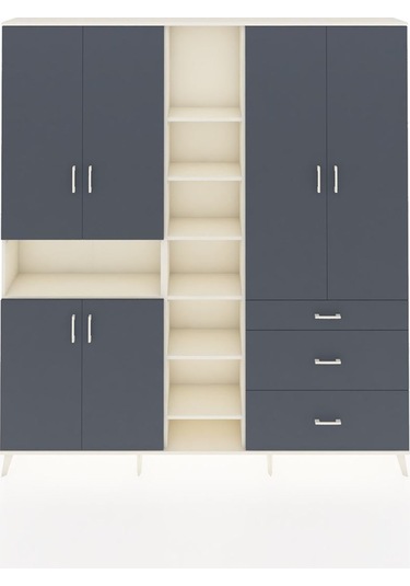 Arges Dolap 13 Raflı 3 Çekmeceli 6 Kapaklı 220x30x243 Aytaşı-antrasit/antrasit Antrasıt/antrasıt
