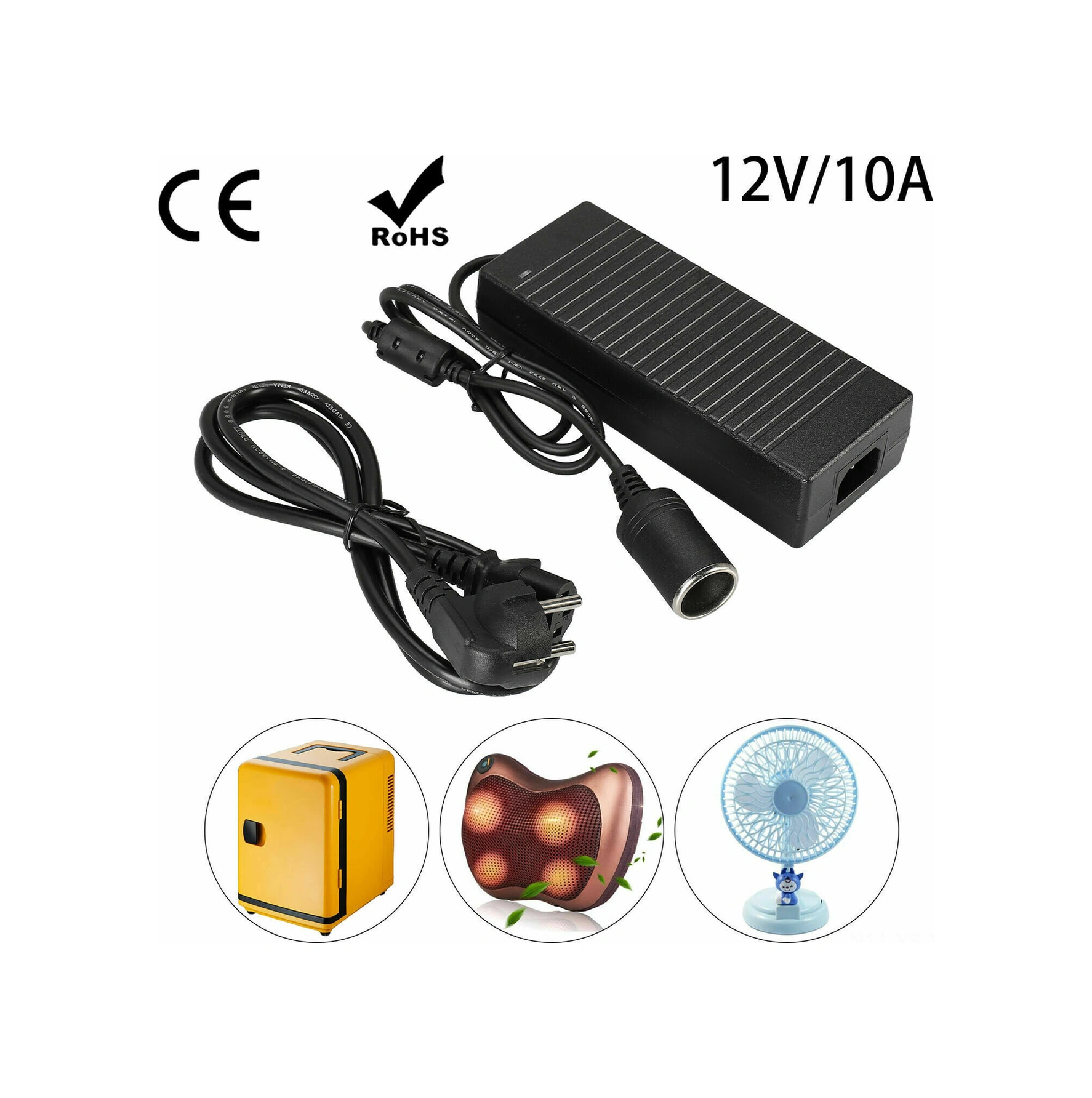 Yunboo 220v'den 12v 10a'ya Ev Çevirici, Araç Elektrikli Aletler İçin Güç Kaynağı Süpürge, Kayıt Cihazı