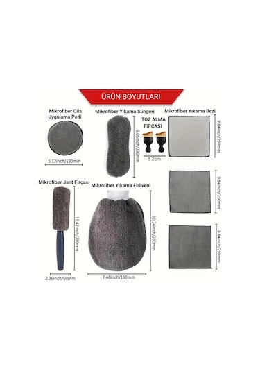 Polham 11 Parça Araba, Motorsiklet İç Ve Dış Detaylı Temizleme Seti, Yıkama Ve Kurulama Seti, Bakım Seti