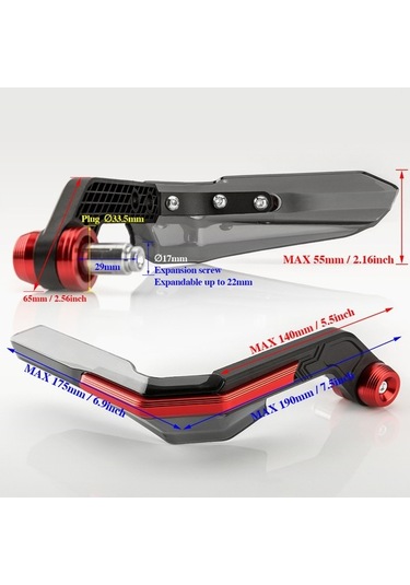 Pazly Eloksallı Motosiklet Handguards Kırmızı K21695r Kızıl - Dayanıklı Ve Şık Koruma Kızıl