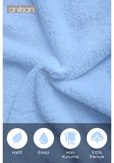 6'lı Mavi Greek El Havlusu - 50x90 Cm, 225 Gr, %100 Pamuk, Spa Ve Otel Havlusu, Günlük Kullanıma Uygun Mavi