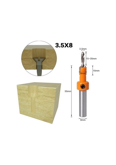 Moveevo Ahşap İşleri İçin 5 Adet 8mm Uç Çaplı Çelik Uçlu Konik Delik Matkap Seti - Otomatik Vidalama Delme Ve Vidalama Kurulumu İçin