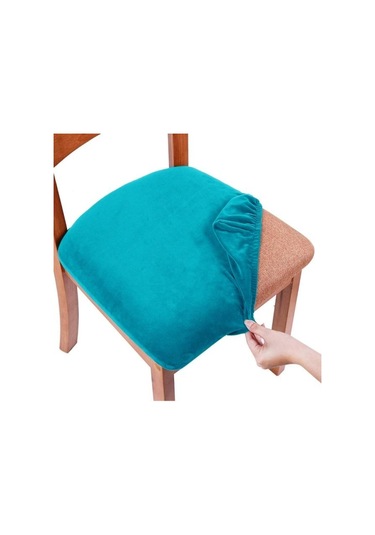 Jms Tavuskuşu Mavisi Kadife Spandex Koltuk Döşemeli  Çıkarılabilir Yıkanabilir Elastik Yastık