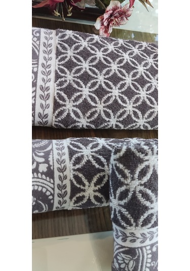 El Ve Yüz Havlusu Hediyeli 1adet Bukle Coton 70x140 Cm. Banyo Havlusu Mürdüm